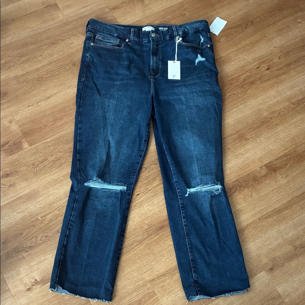 Good American Dark Blue Straight Leg Jeans‎
